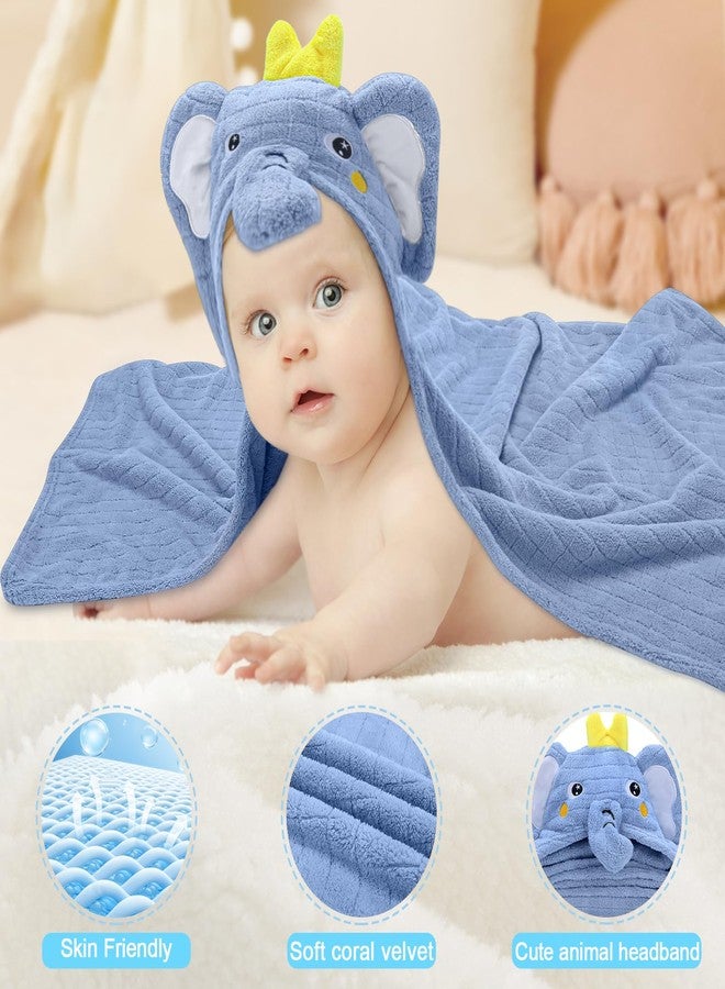 مناشف أطفال بغطاء رأس من VZZNN، عبوة من قطعتين - 26 × 55 بوصة، مناشف استحمام فائقة النعومة للأطفال حديثي الولادة، مناشف فائقة الامتصاص ومضادة للحساسية للأطفال الصغار من عمر 0 إلى 6 سنوات (فيل + أرنب) - Image 3